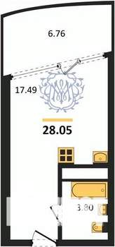 Студия квартира, вторичка, 28м2, 17/22 этаж