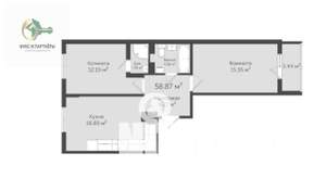 2-к квартира, вторичка, 59м2, 5/6 этаж