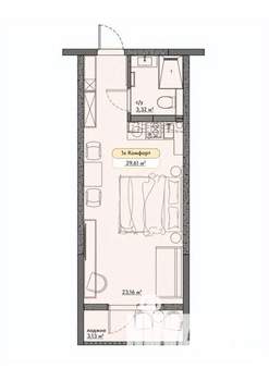 Студия квартира, вторичка, 30м2, 7/9 этаж