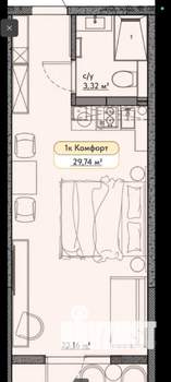 Студия квартира, вторичка, 30м2, 2/9 этаж