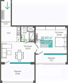 2-к квартира, вторичка, 83м2, 2/9 этаж