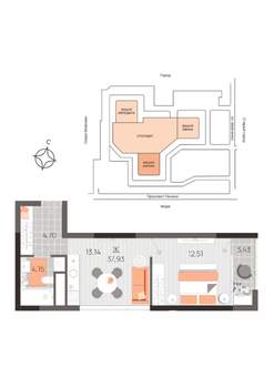 1-к квартира, вторичка, 38м2, 8/22 этаж