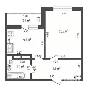1-к квартира, вторичка, 37м2, 7/9 этаж