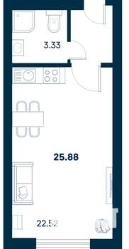 Студия квартира, строящийся дом, 26м2, 5/8 этаж