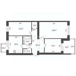 3-к квартира, вторичка, 66м2, 4/5 этаж