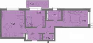 2-к квартира, вторичка, 60м2, 3/16 этаж