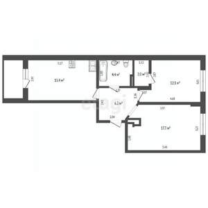 2-к квартира, вторичка, 57м2, 5/6 этаж