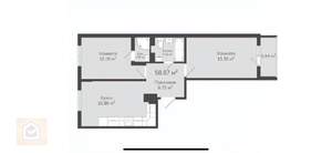 2-к квартира, вторичка, 59м2, 4/6 этаж