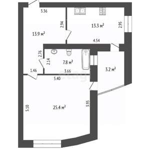 1-к квартира, вторичка, 60м2, 5/7 этаж