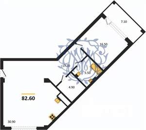 1-к квартира, вторичка, 83м2, 3/4 этаж