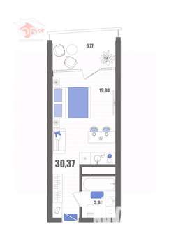 Студия квартира, вторичка, 30м2, 16/22 этаж