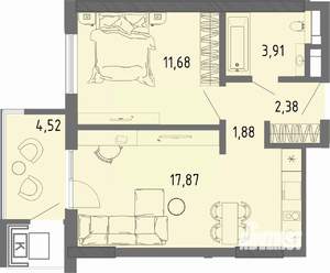 1-к квартира, вторичка, 39м2, 2/16 этаж