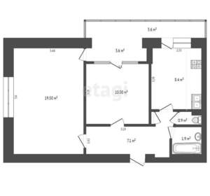 2-к квартира, вторичка, 49м2, 4/5 этаж
