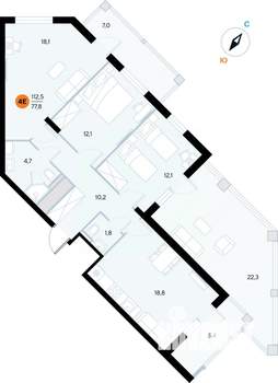 3-к квартира, строящийся дом, 113м2, 3/7 этаж