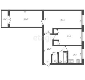 3-к квартира, вторичка, 58м2, 1/5 этаж