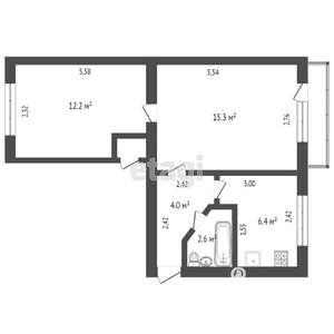 2-к квартира, вторичка, 44м2, 1/5 этаж