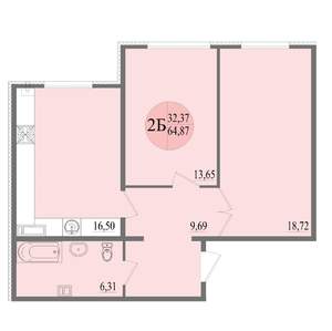 2-к квартира, вторичка, 65м2, 4/8 этаж