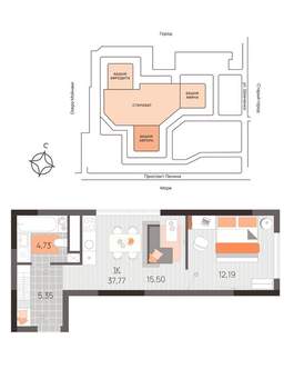 1-к квартира, вторичка, 38м2, 14/21 этаж