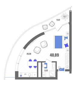 Студия квартира, строящийся дом, 41м2, 2/22 этаж