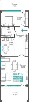 2-к квартира, строящийся дом, 103м2, 2/10 этаж