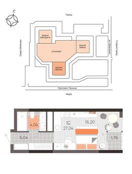 Студия квартира, вторичка, 27м2, 15/21 этаж