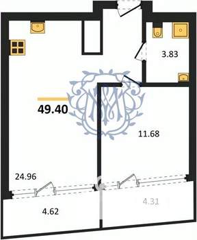 1-к квартира, вторичка, 49м2, 3/22 этаж