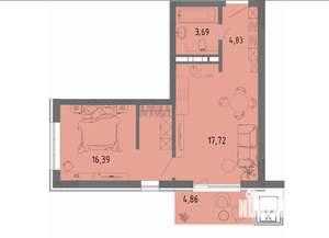 2-к квартира, вторичка, 44м2, 3/13 этаж
