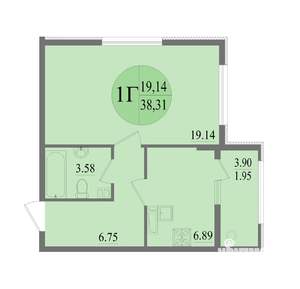 1-к квартира, вторичка, 38м2, 6/8 этаж