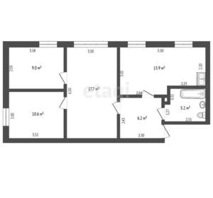 3-к квартира, вторичка, 63м2, 1/5 этаж