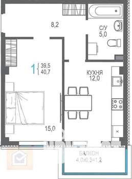 1-к квартира, вторичка, 43м2, 9/9 этаж