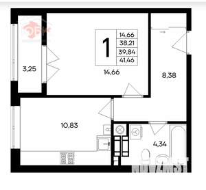 1-к квартира, вторичка, 41м2, 3/9 этаж