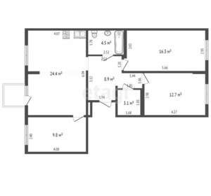 3-к квартира, вторичка, 79м2, 3/6 этаж