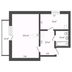 1-к квартира, вторичка, 36м2, 5/5 этаж