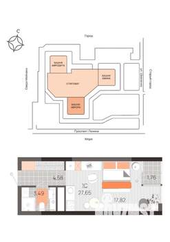 1-к квартира, вторичка, 28м2, 7/22 этаж