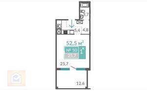 1-к квартира, вторичка, 53м2, 5/8 этаж