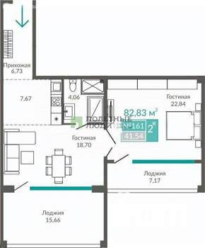 2-к квартира, вторичка, 83м2, 2/9 этаж