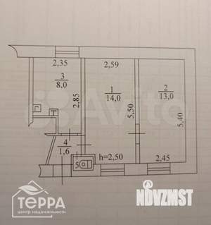 2-к квартира, вторичка, 37м2, 2/2 этаж