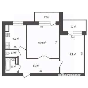 2-к квартира, вторичка, 50м2, 1/10 этаж