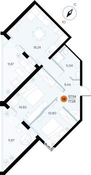 2-к квартира, строящийся дом, 77м2, 7/7 этаж