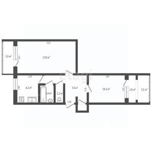 2-к квартира, вторичка, 50м2, 4/5 этаж