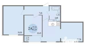 2-к квартира, вторичка, 63м2, 5/8 этаж