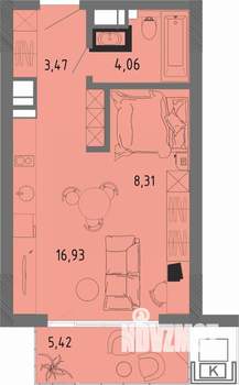 Студия квартира, вторичка, 34м2, 11/16 этаж