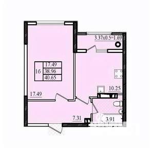 1-к квартира, вторичка, 41м2, 8/8 этаж