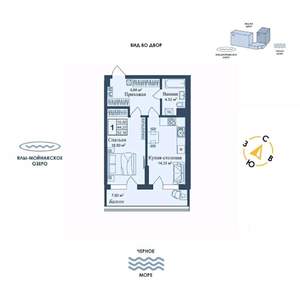 1-к квартира, вторичка, 52м2, 1/12 этаж