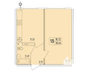 1-к квартира, вторичка, 37м2, 2/8 этаж