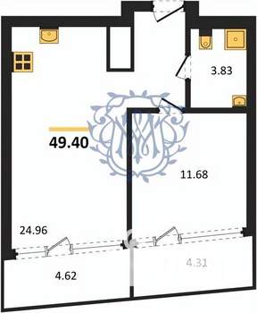 1-к квартира, вторичка, 49м2, 2/22 этаж