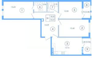 3-к квартира, вторичка, 84м2, 5/13 этаж