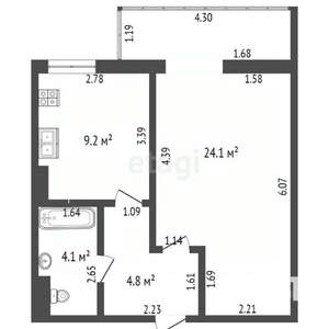 1-к квартира, вторичка, 47м2, 5/9 этаж