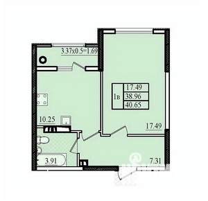 1-к квартира, вторичка, 41м2, 5/8 этаж