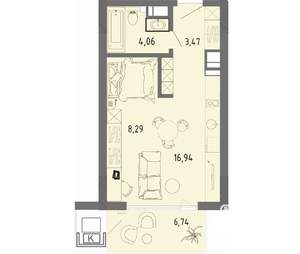 Студия квартира, вторичка, 35м2, 4/13 этаж